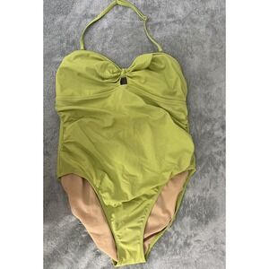 Newport News One Piece Swimsuit Womens 16 Ruched Halter Bathing Suit Swimwear